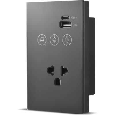 2.4GHz WiFi Wand Touch Lichtschakelaar met Type-C USB Stopcontact Nuldraad Vereist 2-weg 2 Way US Plug