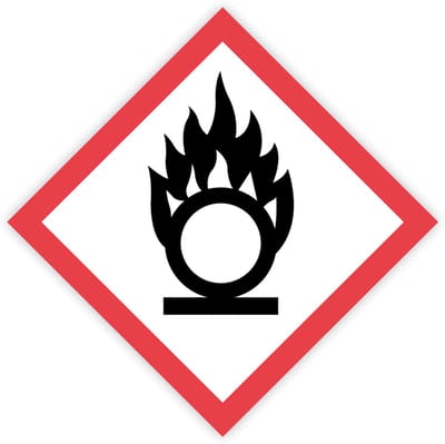 Gevaarsetiketten GHS 03 Oxiderend - Oxidizing - Formaat 25 x 25 cm