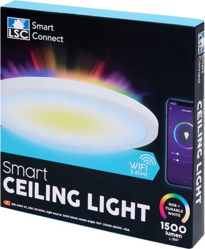 LSC Smart Connect Plafondlamp - Smart Connect Plafondlamp - Plafondlamp - Lamp Binnen - Lamp - Plafonniere - Lamp Kinderkamer - Kleuren Lamp - Kleur