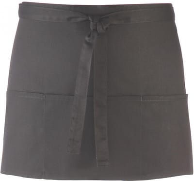 Kort schort met 3 open zakken pr155|donker grijs| restaurant schort | bedieningsschort | 12 verschillende kleuren| horeca kleding
