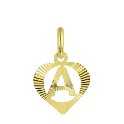 Lucardi Dames alfabet hanger hart - Letter A - Cadeau - 9 Karaat - Geelgoud