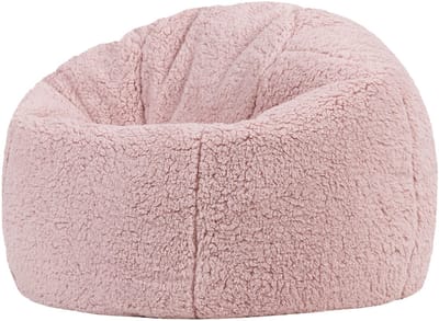 icon - Kingston Kinderzitzak Stoel - Fluffy Pluche Teddy - Oud roze