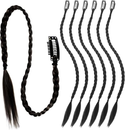 Zwarte Vlecht Extensions van 50 cm voor Dreadlocks, Cosplay, Feest Styling en Hip Hop Dans - 6 Stuks Synthetisch Haar voor Dagelijks Gebruik en Fotografie