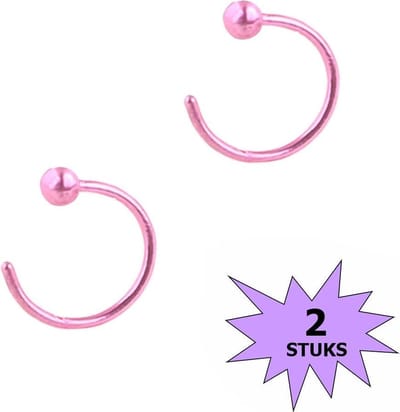 Fako Bijoux® - Neuspiercing - Open Ring Bal - 8mm - Roze - 2 Stuks