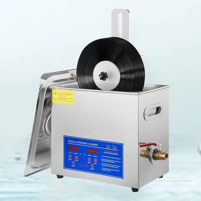 Ultrasone Platenreiniger - Disc Washer - Platen Herstellen - 8 Platen Tegelijk - 32.5 cm Lengte - Zilver