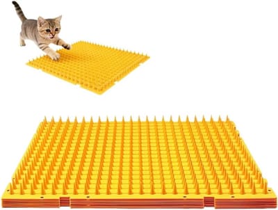 Kattenafschrikmat 42 x 34 cm, Set van 10, Uitbreidbare Kattenbescherming voor Tuin, Balkon en Bloembedden, Oranje Kleur