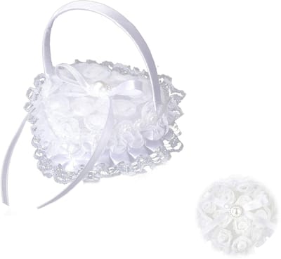 Dailygoods- Ringdoos Hartvormig - Ringdoosje Huwelijk - Ringdoosje Aanzoek - Ringkussen Kant - Romantisch Ontwerp - Strass-Steentjes Decoratie
