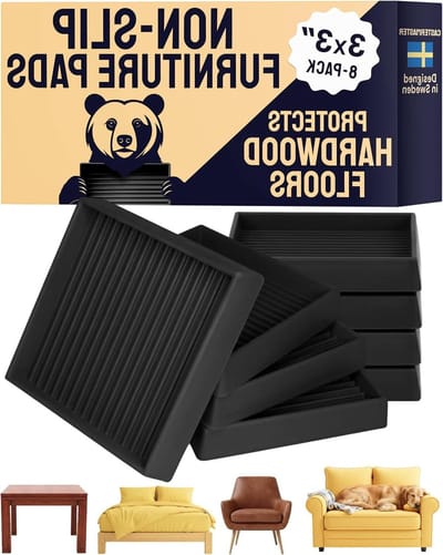 Meubelpads - Vloerbeschermers Stoppers - Meubels Stabiliseren - Antislip Rubber - 76 x 76 cm - Zwart