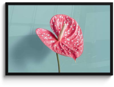 Poster in lijst - Fotolijst 90x60 cm - Posters - Blad - Anthurium - Stippen - Roze - Posterlijst zwart - Decoratie - Wanddecoratie woonkamer - Muurdecoratie slaapkamer