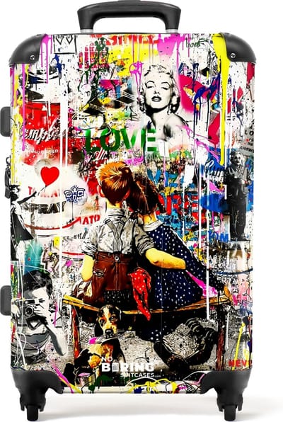 NoBoringSuitcases.com® - Koffer groot - Rolkoffer lichtgewicht - Bekende kunstwerken als kleurrijke graffiti art - Reiskoffer met 4 wielen - Grote trolley XL - 20 kg bagage