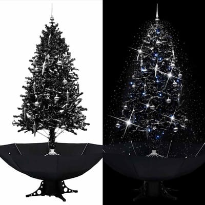 vidaXL - Kerstboom - sneeuwend - met - paraplubasis - 190 - cm - PVC - zwart