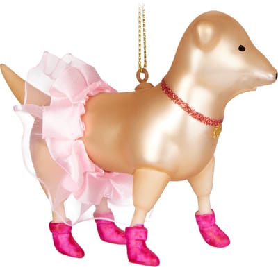 BRUBAKER Jack Russell Terrier als Prima Ballerina - Handbeschilderde Kerstbal van Glas - Handgeblazen Kerstboomversieringen Figuren Grappige Decoratieve Hangers Boombal - 11,8 cm