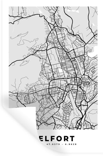 Muurstickers - Sticker Folie - Frankrijk – Belfort – Stadskaart – Plattegrond – Kaart - 20x30 cm - Plakfolie - Muurstickers Kinderkamer - Zelfklevend Behang - Zelfklevend behangpapier - Stickerfolie