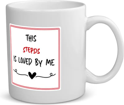 Akyol - this stepsis is loved by me koffiemok - theemok - Zus - iemand die houdt van zijn stiefzus - verjaardag - cadeautje voor zus - zus artikelen - kado - geschenk - 350 ML inhoud