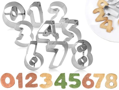 Dailygoods- Uitsteekvormen 9 stuks - Cijfers 0-9 - Taartvormpjes - Roestvrij staal - Keukenaccessoires - Hoge kwaliteit - Cijferuitsteekvormen