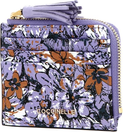 COCCINELLE Leren Kaarthoes Tassel Flower Print Credit Card Holder Mul. Lavend / Lave Veelkleurig