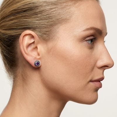 Aramat Jewels | Oorbellen | Oorstekers – Sterling Zilver Bali Etnisch Paars Kristal 7mm Dames | | | |7mm | Zilver | Kinderen, Volwassenen | Verkleurd niet