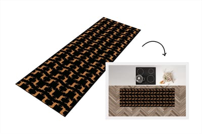 Keukenloper - Loper keuken - Patroon - Hert - Zwart - Bruin - 150x50 cm - Keukenloper vinyl