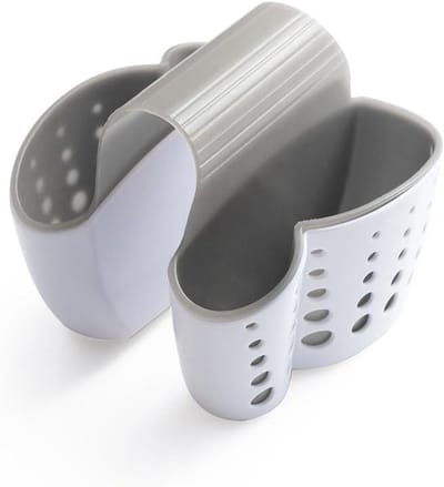 Aanrecht Organizer - Kraan Caddy - Keuken Opruimen - Goede Drainage - 5.7x5.5x4.9 Inch - Wit Grijs