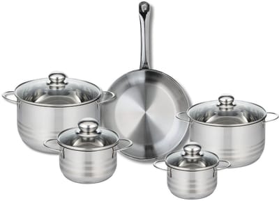 Set van 1 Koekenpan 28 cm en 4 kookpotten 14, 16, 20 en 24 cm Elo Profi Brillant