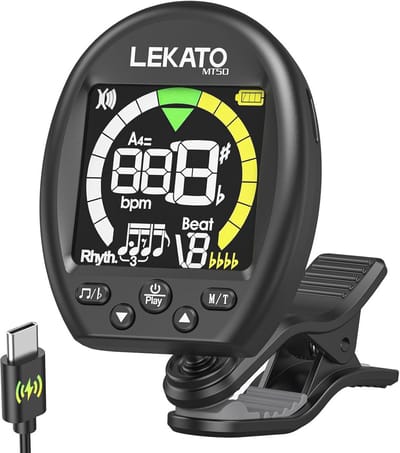 Gitaar Tuner - Metronoom Toongenerator - Muziek Leren - 3-in-1 Functie - Full-Color Scherm - Zwart