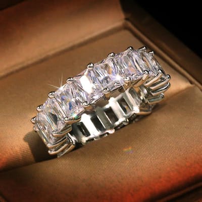Europese en Amerikaanse Overdreven Diamant Ingelegd met Gepersonaliseerde Rechthoekige Zirkoon Ring voor Vrouwen No. 10 gray