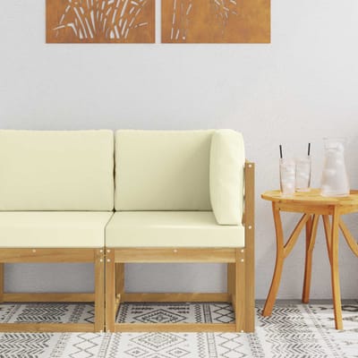 vidaXL - Buitenhoekbank - Massief - Acacia - Hout - Wit