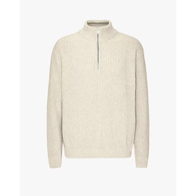 Merino trui 1/4 ritssluiting Colorful Standard Ivory White