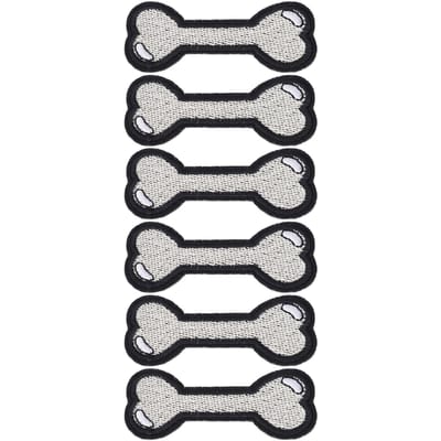 6 stuks Patches Hond Bot Patroon DIY Kleding Katoen Materiaal 6x2.7cm2.4x1.1in Geborduurd Stof black