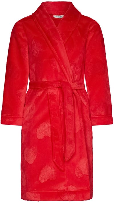 Rebelle Badjas - Aspen Ski - Fleece - Rood - Hartjes - Maat 152