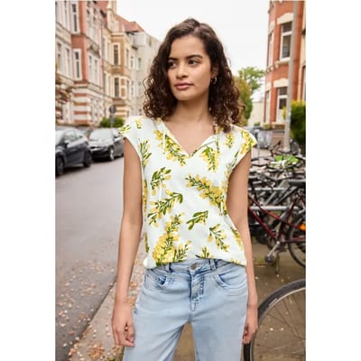Shirt met losse schouders en gespleten hals