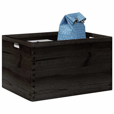 vidaXL - Houten - kist - met - handvatten - 40x30x23 - cm - massief - grenenhout - zwart