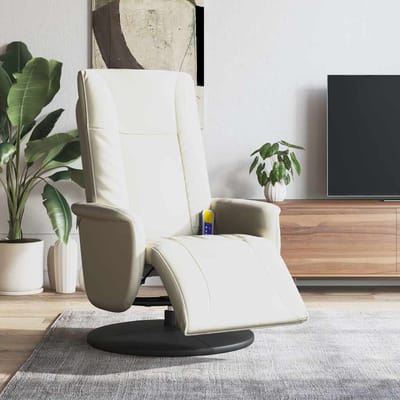 vidaXL - Massagestoel - verstelbaar - met - voetensteun - kunstleer - crèmekleurig