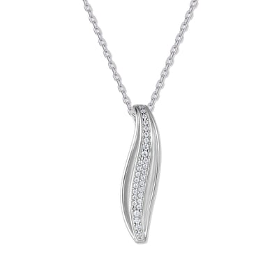 9NB-1659 – Zilveren ketting met hanger - Blad – Met zirkonia – Zilverkleurig – 925 zilver – 40+5 cm