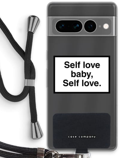 Case Company® - Hoesje met koord geschikt voor Google Pixel 7 Pro hoesje met Koord - Self love - Telefoonhoesje met Zwart Koord - Bescherming aan alle Kanten en Over de Schermrand