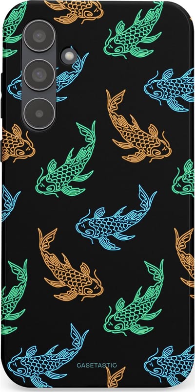 Casetastic hoesje geschikt voor Samsung Galaxy A55 - Dubbellaagse bescherming - Neon Koi - Fashion Case - Zwart Petrol Donkergroen Bruin