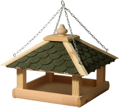 Allecto - Vogelvoederhuisje - Voederstation - Tijdloos ontwerp - Groen - Buitenvoeding - Perfect voor tuin en balkon - Massief hout