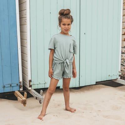 Your Wishes Textured Jersey Front Tie Shirt Tops & T-shirts Meisjes - Shirt - Groen - Maat 110