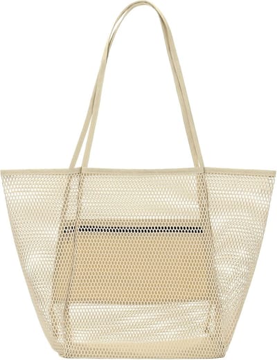Tote Strandtas Dames Schouderhandtas - Ruime, Duurzaam, Ademend, Stijlvol, Multifunctioneel - Beige, Beige, Large