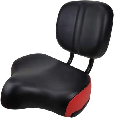 Fietszadel met rugleuning - Comfort zadel - Lang fietsen - Traagschuim vulling - Extra breed - Rood