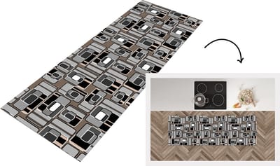 Keukenloper - Loper keuken - Patronen - Abstract - Skyline - 150x50 cm - Keukenloper vinyl