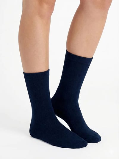Teckel 2-paar Badstof sokken dames - Geheel badstof - Warme winter sokken - Huissokken - 46 - Blauw