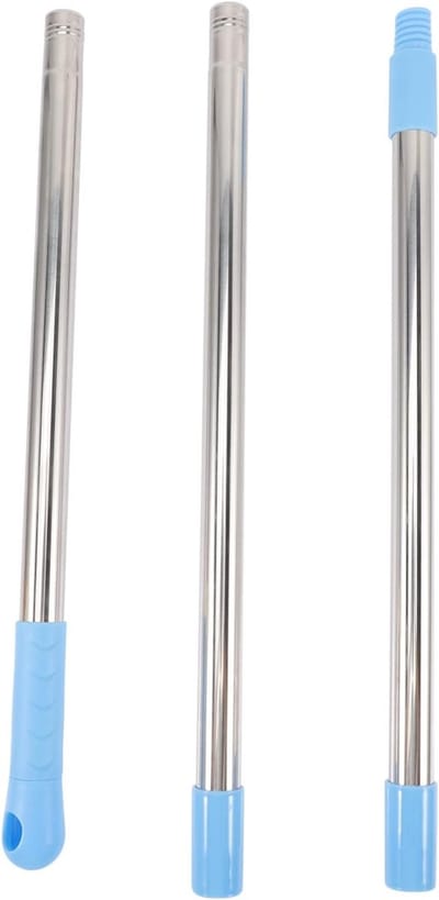 Mopsteel Vervanging - Dweilsteel - Schoonmaken Vloeren - Verstelbaar 3-Delig - 125 cm - Zilver