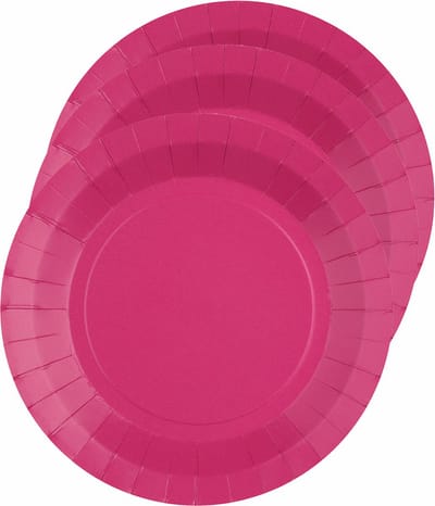 Santex Bordjes karton - 10x - rond - fuchsia roze - 22 cm - feestbordjes