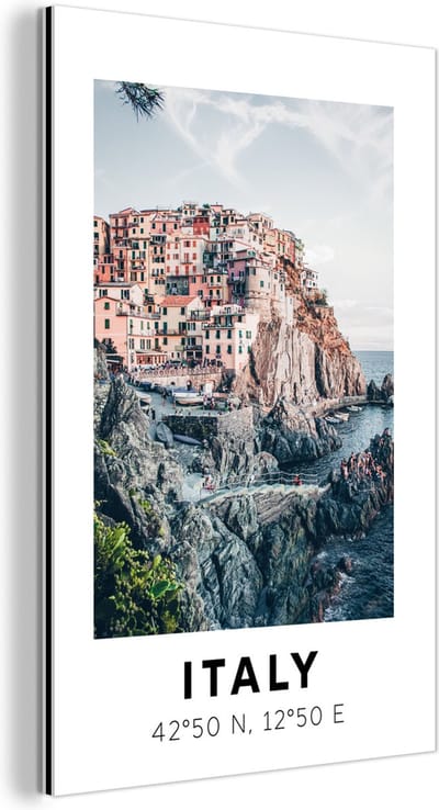 Wanddecoratie Metaal - Aluminium Schilderij Industrieel - Cinque Terre - Amalfi - Italië - Zomer - 120x180 cm - Dibond - Foto op aluminium - Industriële muurdecoratie - Voor de woonkamer/slaapkamer