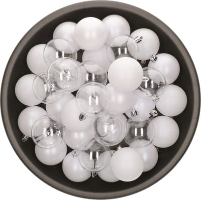 Decoris kerstballen - 25x stuks - 6 cm -kunststof - wit