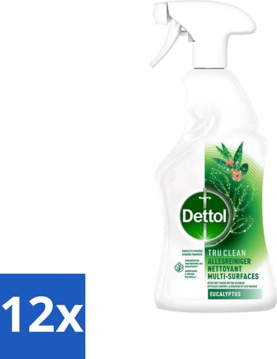 Dettol Tru Clean - Allesreiniger - Spray - Eucalyptus - Multi-Oppervlakken - 500ml - Voordeelverpakking - 12 stuks