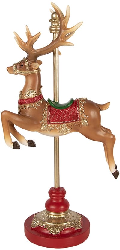 Clayre & Eef Kerstdecoratie Beeld Hert 18x10x35 cm Bruin Kunststof