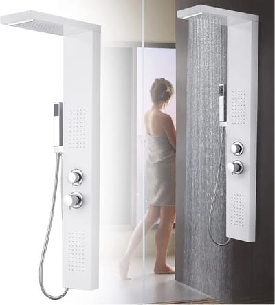 DD Douchepaneel met Thermostaatkraan -Douchekolom - Douchepaneel Hoekmontage - 115x47x20cm - Matwit