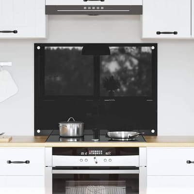 vidaXL - Keukenachterwand - Zwart - 80 - x - 60 - cm - gehard - glas